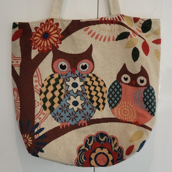 Vintage Owl Cotton Tote Bag - Picture 1 of 7